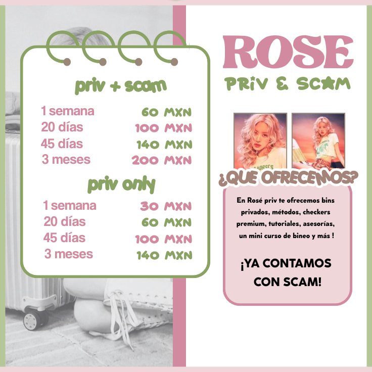 rositesresp's tweet photo. ⌗  𝗥𝗢𝗦𝗘 𝗣𝗥𝗜𝗩 𝗬 𝗦𝗖𝗔𝗠 𝗣𝗔𝗥𝗔 𝗠𝗫  .ᐟ.ᐟ

te mostramos aquí los precios en mxn del priv, manejamos dos planes : priv + 𝗌𝖼𝖺𝗆 y sólo el priv, tenemos depósitos y transferencias ¡!

→ HAY MÉTODOS DE PAGO PARA MX, PERÚ, ARG Y PAGOS EN RBX .ᐟ https://t.co/3LgdPONLwr
