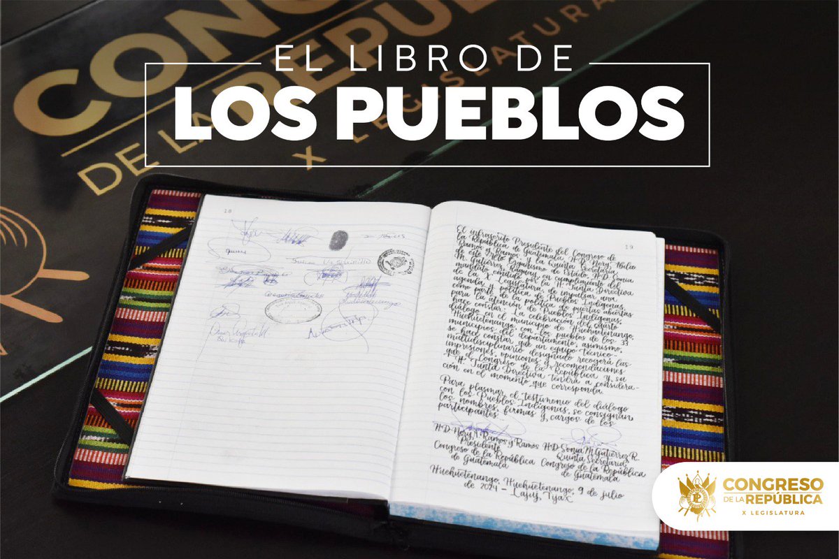 CongresoGuate's tweet photo. El Libro Oficial del Organismo Legislativo es testigo de los diálogos con autoridades y organizaciones de los Pueblos Indígenas, una iniciativa impulsada por Junta Directiva. En esta nota los detalles➡️https://t.co/zs8OhsN9vZ

🏦#XLegislatura https://t.co/gICCfiFdAk
