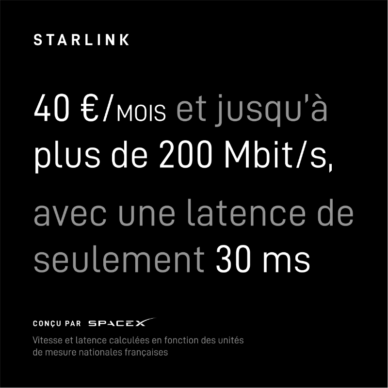 Starlink's tweet photo. Aucun contrat à long terme.
Facile à commander en ligne