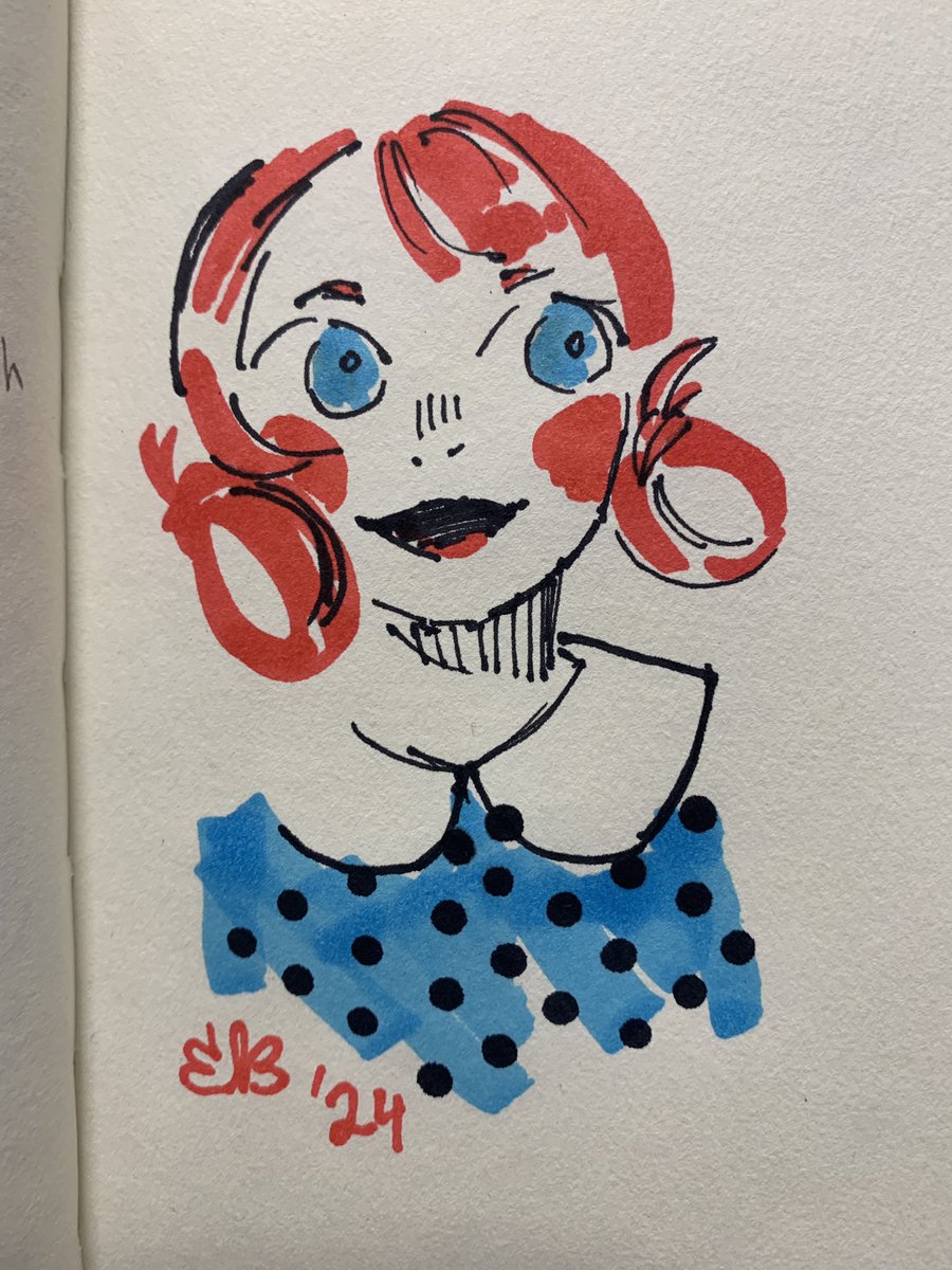 enlightningbugs's tweet image. Got a marker that draws in very round dots (the black in the pic) and decided to test it out on Annette #FE3H