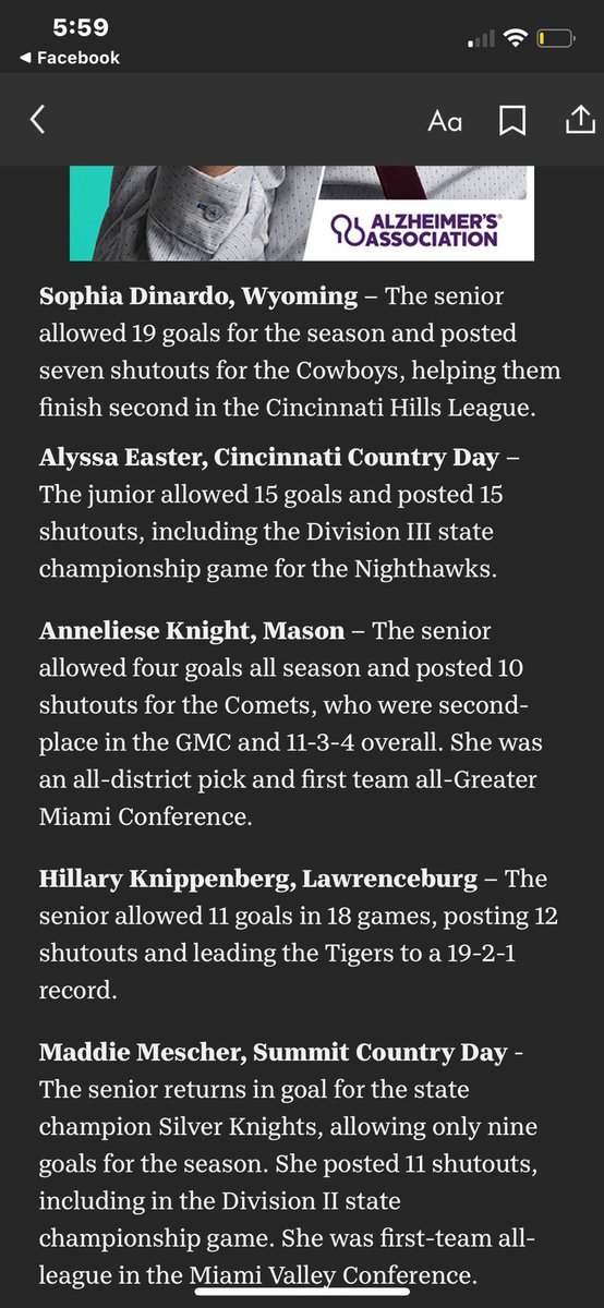 Alyssa Easter (@alyssarae2026) on Twitter photo Happy to be on this list of great keepers.
<a href="/PrepSoccer/">Prep Soccer ⚽️</a>
<a href="/ImYouthSoccer/">ECNL/GA/Recruiting/College Soccer</a> @kingshammer <a href="/ImCollegeSoccer/">College Soccer Truth ™</a> <a href="/CCDSHirsch/">Coach Hirsch</a> <a href="/LouisLib/">Lou Liberatore</a>
Check out this article from Cincinnati.com:
Who are the top 10 goalkeepers in Greater Cincinnati high school soccer?
cincinnati.com/story/sports/h… Happy to be on this list of great keepers.
<a href="/PrepSoccer/">Prep Soccer ⚽️</a>
<a href="/ImYouthSoccer/">ECNL/GA/Recruiting/College Soccer</a> @kingshammer <a href="/ImCollegeSoccer/">College Soccer Truth ™</a> <a href="/CCDSHirsch/">Coach Hirsch</a> <a href="/LouisLib/">Lou Liberatore</a>
Check out this article from Cincinnati.com:
Who are the top 10 goalkeepers in Greater Cincinnati high school soccer?
cincinnati.com/story/sports/h…