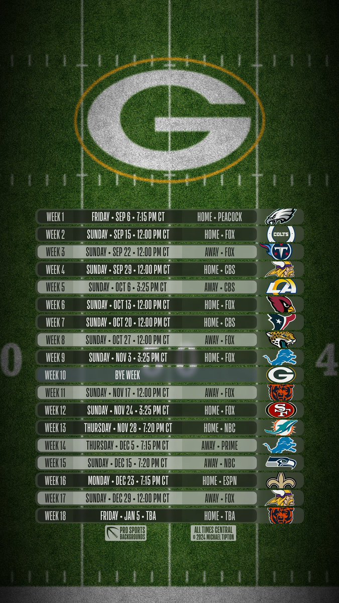 thoppe2411's tweet photo. Annual packer schedule tweet (cc: @mwagner24 @RecDiggity) https://t.co/YdVTgLf4tr