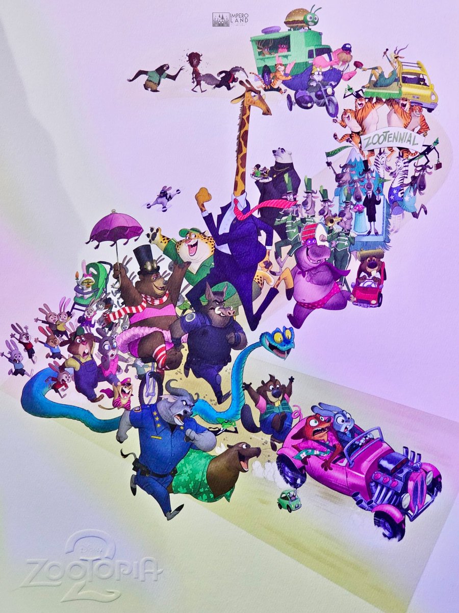 Imperoland's tweet image. Primo artwork di #Zootropolis2, con tanto di logo ufficiale e nuovo personaggi! 🦊 🐰 

Guardate ci sono…  i rettili! 🐍 
E il numero 2 del logo è a forma di rettile, saranno sicuramente al centro del nuovo #film. #D23Expo #D23

Vi ricordiamo che uscirà al #cinema nel 2025 🎬