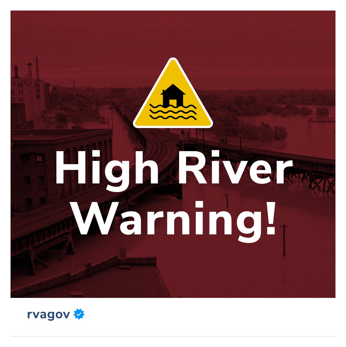 rvaparksandrec's tweet photo. Visiting #JRPS tomorrow? Please note that James River water levels are projected to rise rapidly from 3.8 ft on Friday evening to 10 ft by Saturday morning, peaking at 12.7 ft by Saturday evening. We want you to be safe while visiting! https://t.co/wkifMv8Eqm