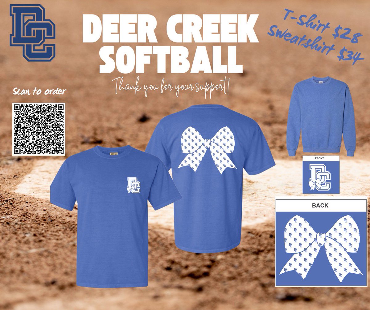 Laila Willoby (@big_braelynn) on Twitter photo Check out these ADORABLE <a href="/dc_softball/">Deer Creek Softball</a> shirts our Spirit Wear team designed! We only need to sell 40 to hit our fundraising goal! 💙Please share this post and help support Deer Creek Softball! 🥎
T-shirts: $28 or Sweatshirts: $34
Order here:
docs.google.com/forms/d/e/1FAI…?
#GoCreek 🦌 Check out these ADORABLE <a href="/dc_softball/">Deer Creek Softball</a> shirts our Spirit Wear team designed! We only need to sell 40 to hit our fundraising goal! 💙Please share this post and help support Deer Creek Softball! 🥎
T-shirts: $28 or Sweatshirts: $34
Order here:
docs.google.com/forms/d/e/1FAI…?
#GoCreek 🦌