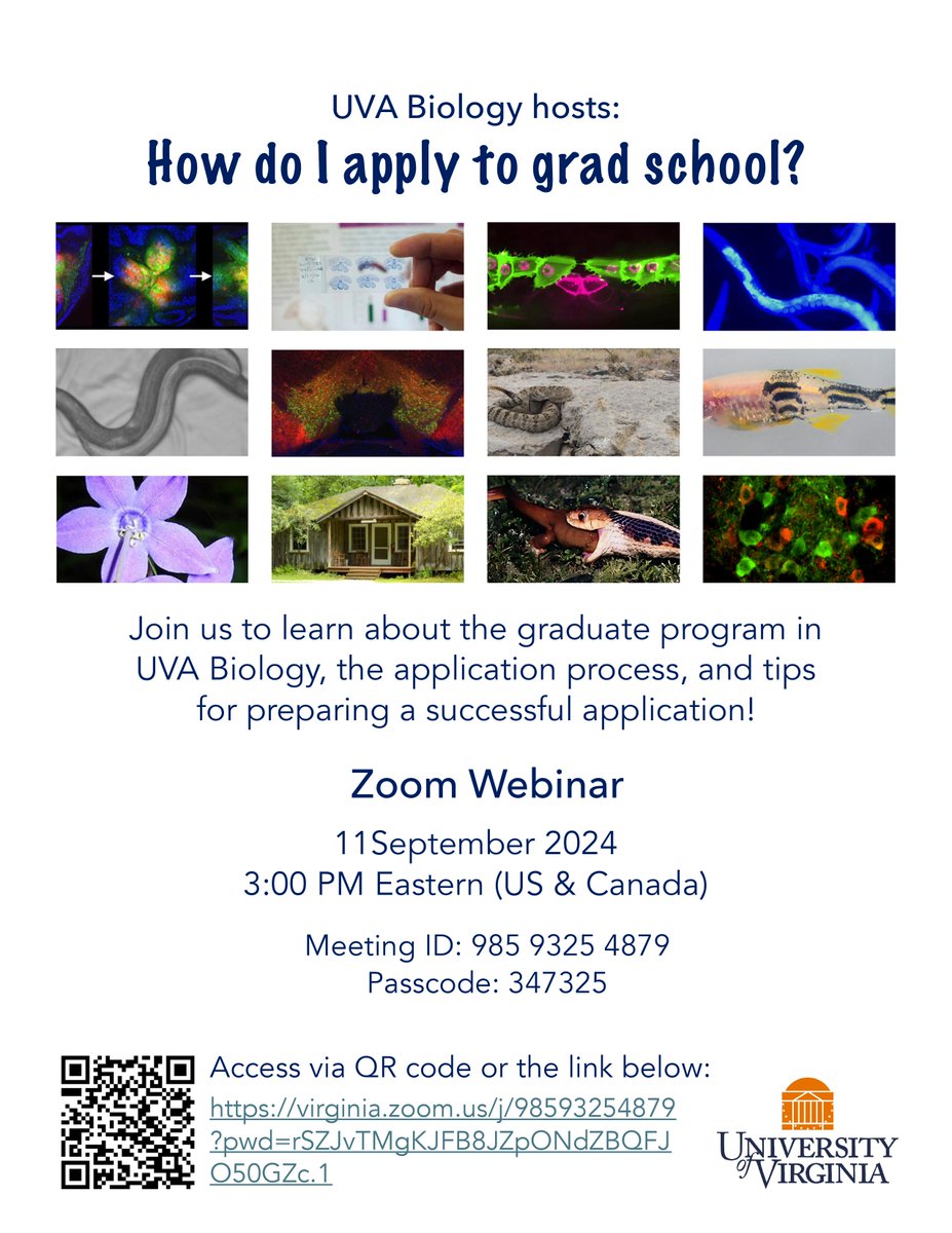 UVa Biology (@uvabio) on Twitter photo Interested in the <a href="/uvabio/">UVa Biology</a> PhD program? We're hosting a webinar on 9/11/2024 at 3PM EST. We'd love to see you there! Interested in the <a href="/uvabio/">UVa Biology</a> PhD program? We're hosting a webinar on 9/11/2024 at 3PM EST. We'd love to see you there!