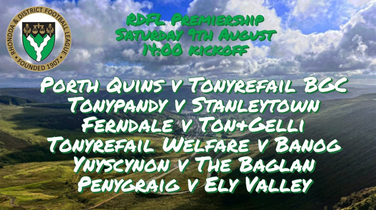 The wait is over the RDFL 24/25 season gets underway tomorrow ⚽️Only one division this season so we are no doubt in for a great spectacle. Good luck to all our clubs and a big thanks to our match day officials.
Who will you support #RhonddaFooty
