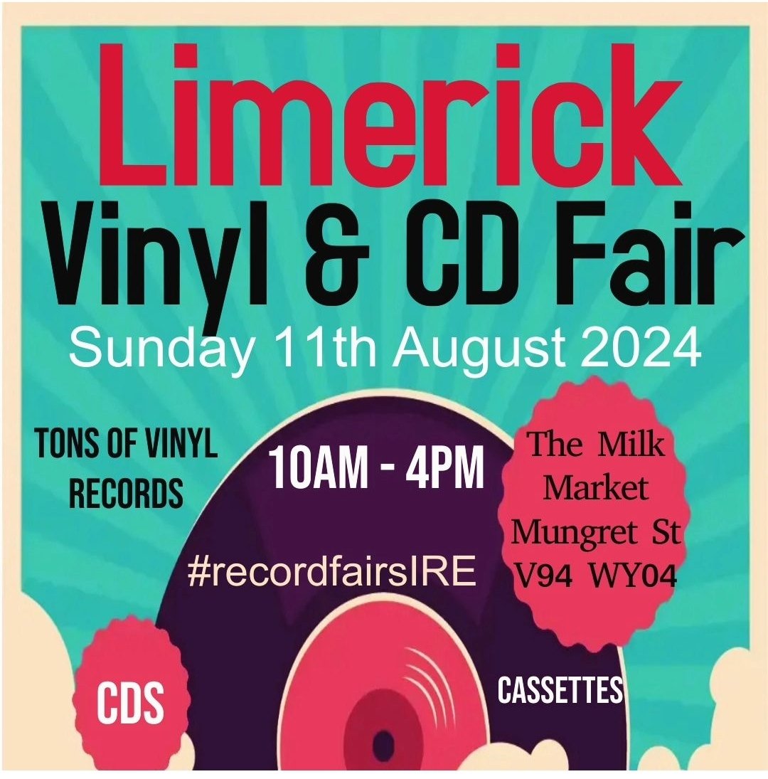 🎶 Limerick Vinyl &amp; CD Fair 🎶

Get ready, music lovers! The ultimate treasure trove for vinyl enthusiasts, CD collectors, and cassette aficionados is coming to Limerick! 🎧🎤

📅 Date: Sunday, 11th August 2024 
⏰ Time: 10 AM - 4 PM 
📍 Location: The Milk Market, Cornmarket Row