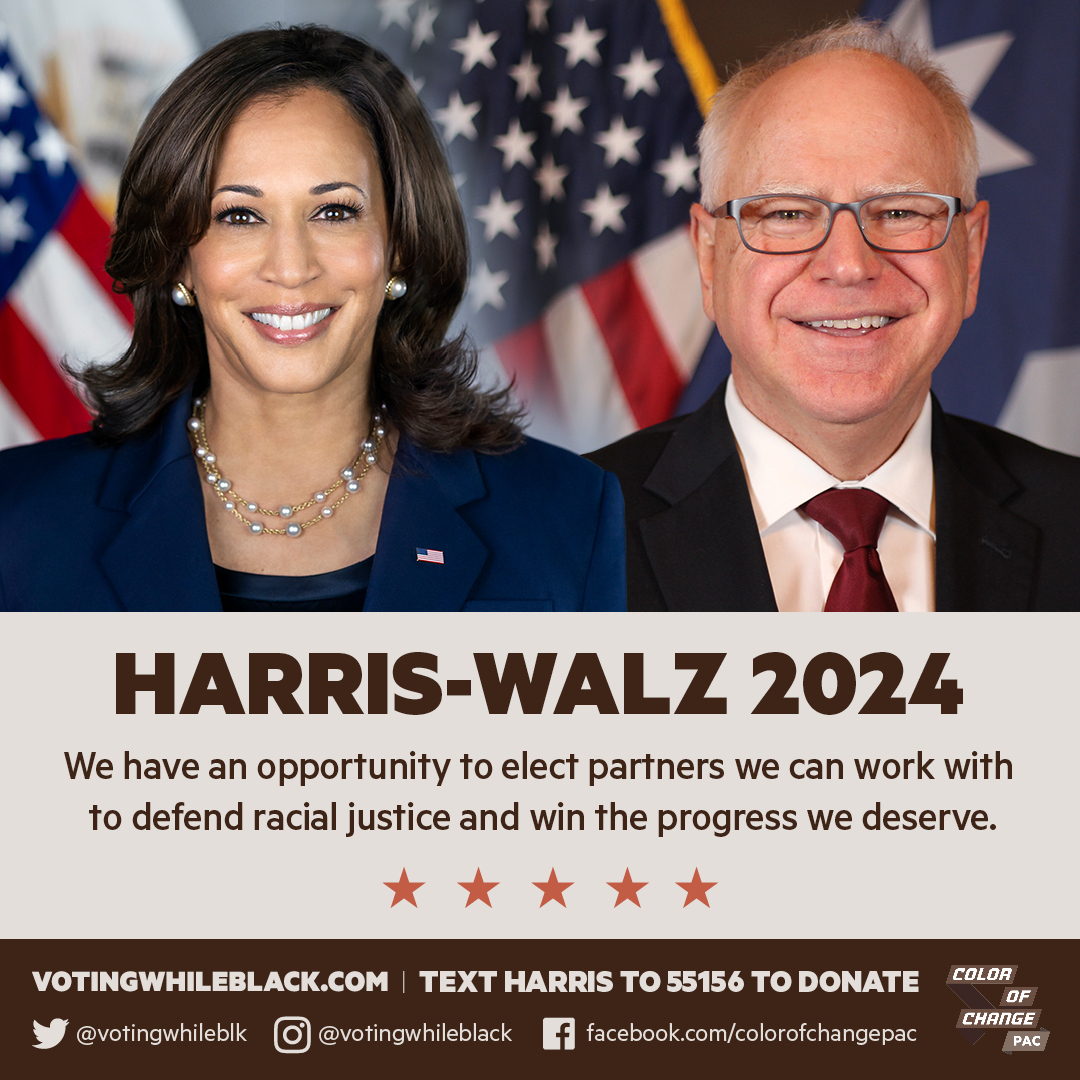 votingwhileblk's tweet image. 🗣️ This week, August 3-9, in the #VotingWhileBlack movement 🗣️

👉🏾 On August 6, @kamalaharris announced Minnesota Governor @timwalz as her running mate. Harris-Walz is the ticket we deserve to keep our fight for racial justice alive. Text HARRIS to 55156 to power our work.

(1/3)