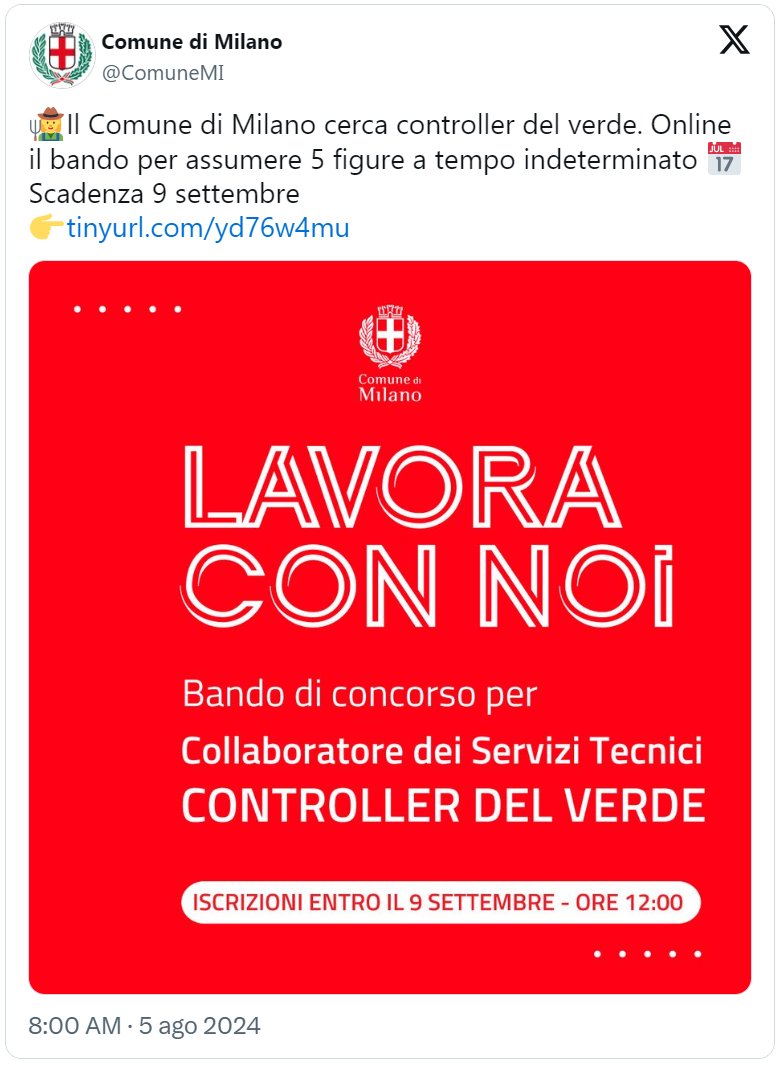 terminologia's tweet image. a Milano si assumono 5 “controller del verde”, un nome inventato ricorrendo a un anglicismo usato impropriamente:  
terminologiaetc.it/2024/08/09/con… ❎
#itanglese