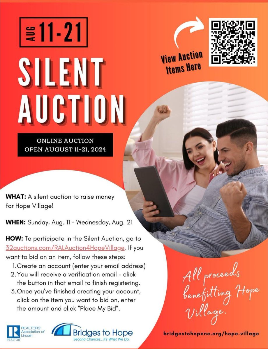 🤩✈️Wanna get away? Looking for something fun to do as a family? Finally ready to schedule that date night? We've got you covered in our Silent Auction for Hope Village! 💯% of the proceeds go to Hope Village! Bridges to Hope Lincoln NE 

👉