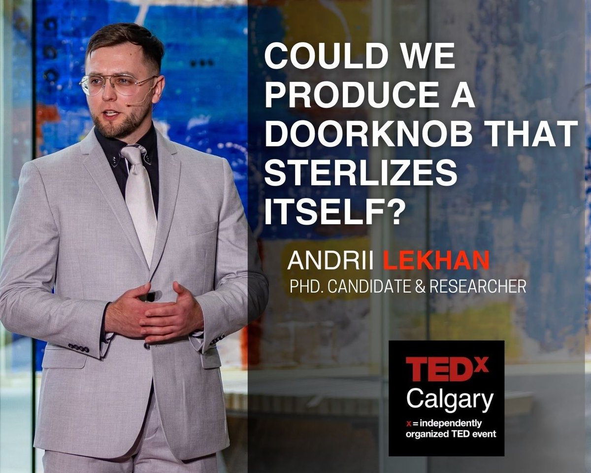 Can we create a doorknob that sterilizes itself to help prevent the spread of potentially deadly pathogens in high-touch zones? ☣️

PhD. candidate and researcher Andrii Lekhan is working to achieve this. View the talk online:

youtu.be/UPensA5W98I?si…

@ucalgary #ucalgary