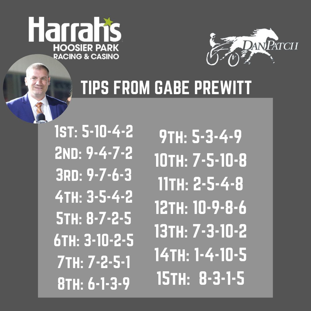 If anyone needs something to fade tonight at Hoosier Park, I’ve got you covered! 

A reminder that <a href="/JessicaOtten1/">Jessica Otten</a> &amp; I will be on-site for an FS2 broadcast from 8-11 pm, highlighted by the $300,000 Dan Patch which will be the final race on the show!