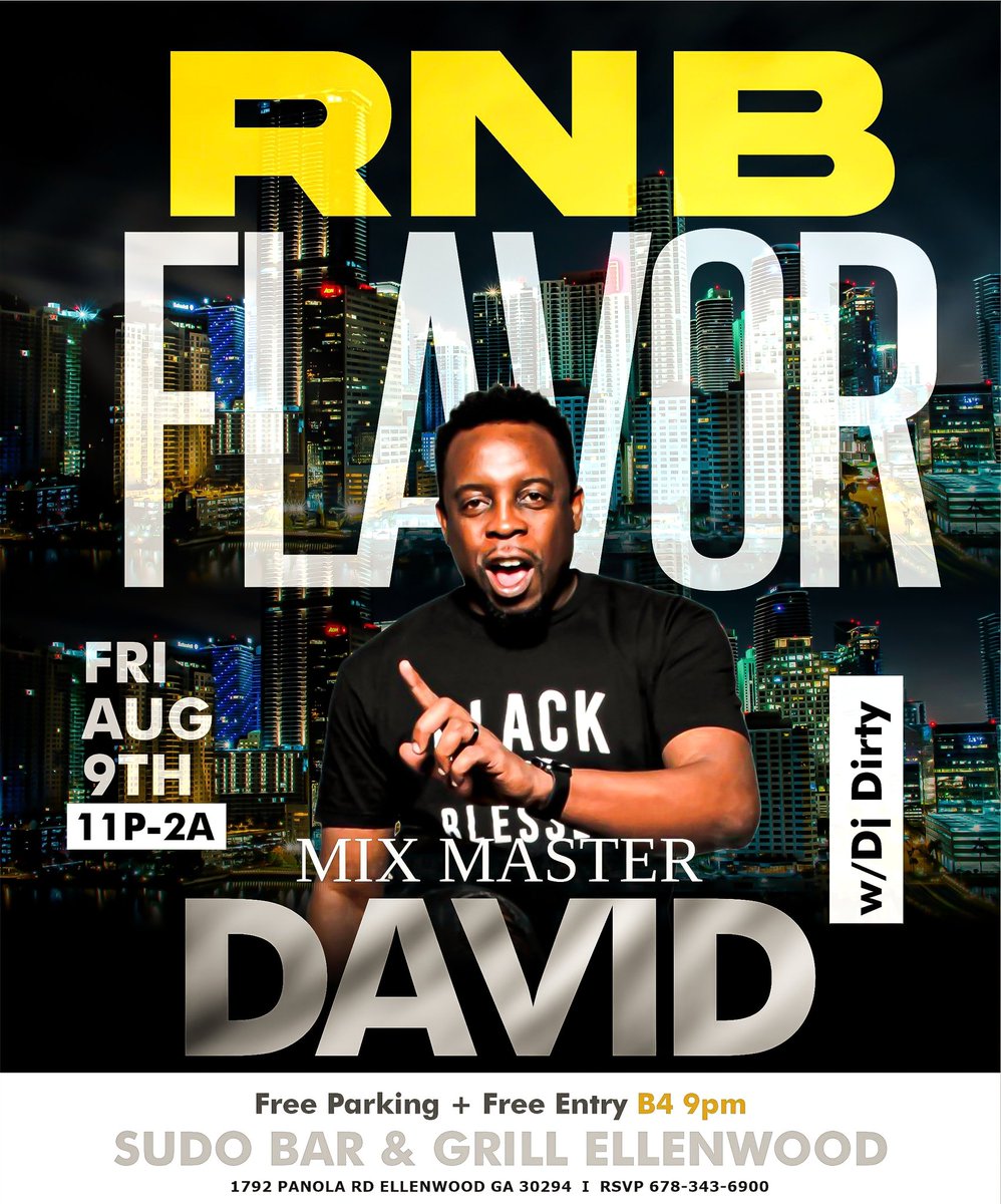 DjBizAtl's tweet photo. RnB Flavor on Fridays @SUDOBARANDGRILL https://t.co/hkq3xGMjeS