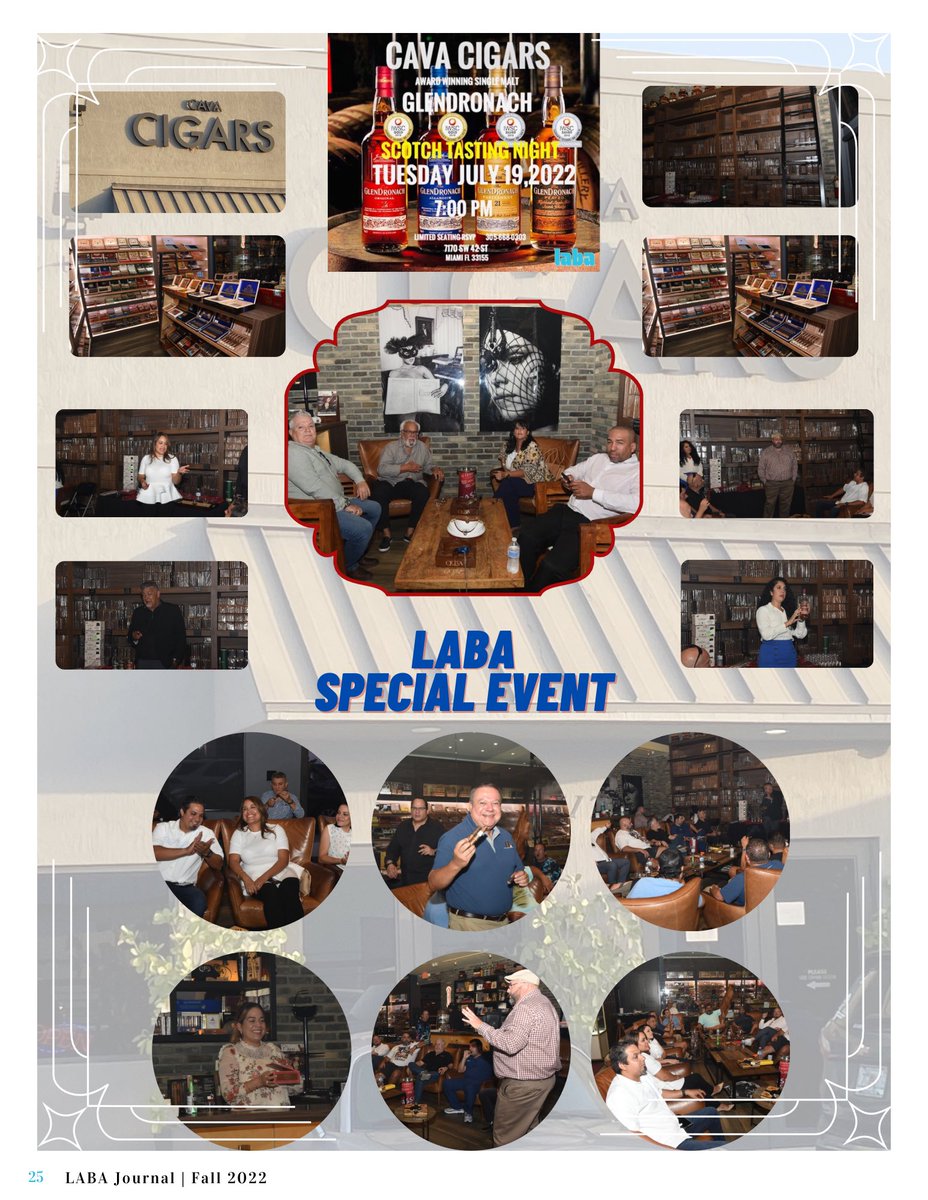 #FlashbackFriday #LABAevent 
An enjoyable evening tasting fine scotch and sampling cigars at Cava Cigars for our members and guests. 🥃

This article appeared in the LABA JOURNAL MAGAZINE Fall 2022 edition 

#LABAjournal #LatinaBusinessOwners #SmallBiz #entrepreneurship #LABA