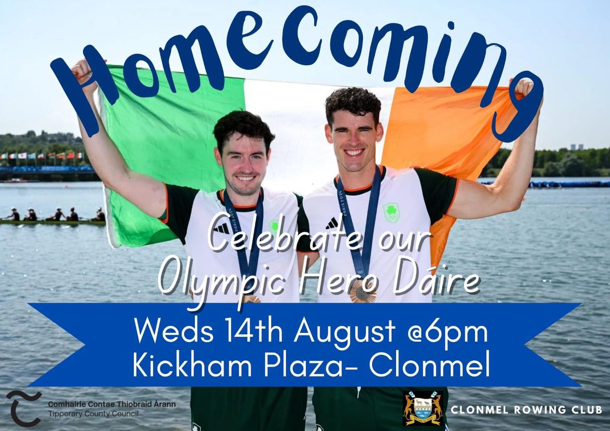 Michael Murphy TD (@cllrmmurphytipp) on Twitter photo Reaching out as Mayor of <a href="/ClonmelBD/">Clonmel BD</a>
Looking forward to seeing u all in the Plaza next Wednesday at 6pm. Let’s give our <a href="/TeamIreland/">Team Ireland</a> hero and Olympic medalist, the extraordinary Daire Lynch, the homecoming he deserves!
<a href="/TheNationalist/">The Nationalist</a>
<a href="/TippFM/">Tipp FM</a>
<a href="/RTEsport/">RTÉ Sport</a>
<a href="/Island1869/">Clonmel Rowing Club</a> Reaching out as Mayor of <a href="/ClonmelBD/">Clonmel BD</a>
Looking forward to seeing u all in the Plaza next Wednesday at 6pm. Let’s give our <a href="/TeamIreland/">Team Ireland</a> hero and Olympic medalist, the extraordinary Daire Lynch, the homecoming he deserves!
<a href="/TheNationalist/">The Nationalist</a>
<a href="/TippFM/">Tipp FM</a>
<a href="/RTEsport/">RTÉ Sport</a>
<a href="/Island1869/">Clonmel Rowing Club</a>