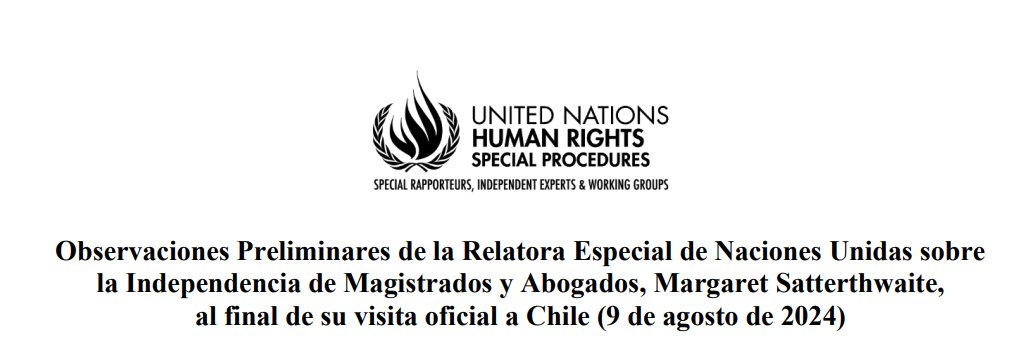 Comparto un resumen de las observaciones preliminares de la Relatora Especial de Naciones Unidas sobre la Independencia de Magistrados y Abogados respecto de Chile:
(1) Constata que existe un amplio acuerdo sobre la necesaria reforma en el sistema judicial 🧵