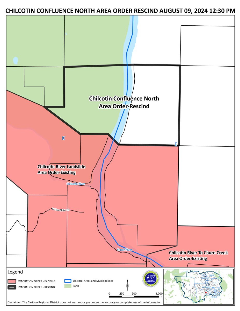 CRD (@cariboord) on Twitter photo The CRD has rescinded the Chilcotin Confluence North Area Evacuation Order issued on August 4, 2024 at 10:15 p.m.
Map: cariboord.ca/EOCorderalerts
#CaribooFires #BCWildfire <a href="/BCGovFireInfo/">BC Wildfire Service</a> <a href="/EmergencyInfoBC/">Emergency Info BC</a> The CRD has rescinded the Chilcotin Confluence North Area Evacuation Order issued on August 4, 2024 at 10:15 p.m.
Map: cariboord.ca/EOCorderalerts
#CaribooFires #BCWildfire <a href="/BCGovFireInfo/">BC Wildfire Service</a> <a href="/EmergencyInfoBC/">Emergency Info BC</a>