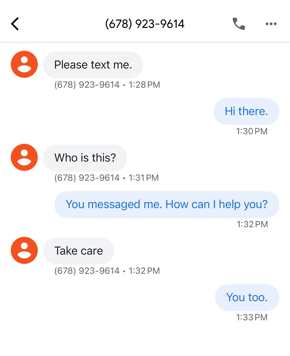 hadleyfoo's tweet image. Brief, to the point, and professional. The ideal scam or wrong number text message.