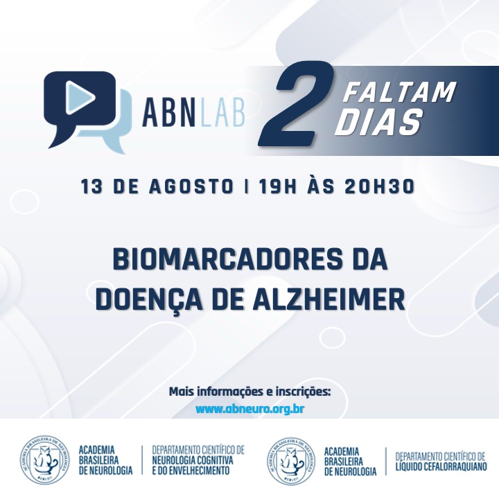 ⏳ Faltam apenas 2 dias para o ABN Lab!

Está pronto para se aprofundar em biomarcadores da demência de Alzheimer?

Nos vemos no dia 13 de agosto! 🧠