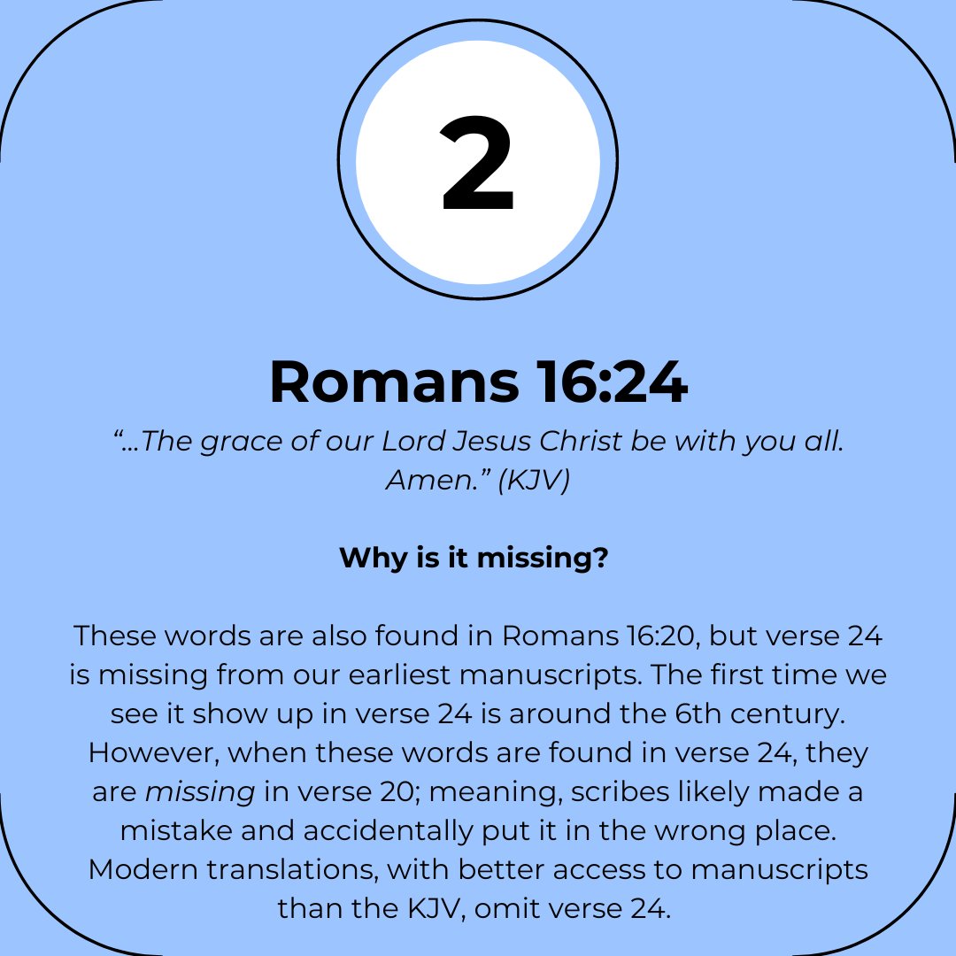 theB4NP's tweet image. Three verses that may be missing in your Bible... and why!

#textualcriticism #biblescholarship