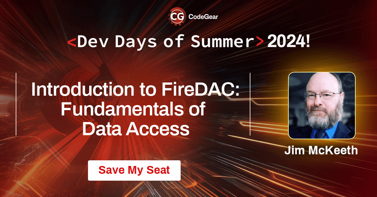 EmbarcaderoTech's tweet photo. Need to access data in your apps? #FireDAC is the solution. Get a complete intro to using FireDAC for data access across platforms. Join Jim McKeeth at #DevDaysofSummer2024.
๐๐ผ๐ป'๐ ๐บ๐ถ๐๐ ๐ผ๐๐โ๐๐ฎ๐๐ฒ ๐๐ผ๐๐ฟ ๐๐ฒ๐ฎ๐ ๐ป๐ผ๐! https://t.co/sDbulQHZYJ https://t.co/9KzEilVN2h