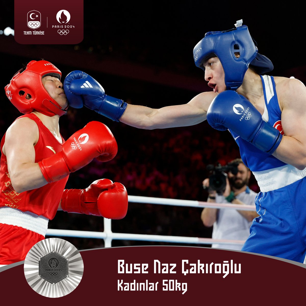 Buse Naz Çakıroğlu Olimpiyat İkincisi🇹🇷

#Paris2024 | Milli boksörümüz Buse Naz Çakıroğlu kadınlar 50kg finalinde karşılaştığı Çinli rakibi Yu Wu’ya mağlup oldu ve kariyerinin ikinci Olimpiyat gümüş madalyasını elde etti!

Tebrikler Buse👏🇹🇷