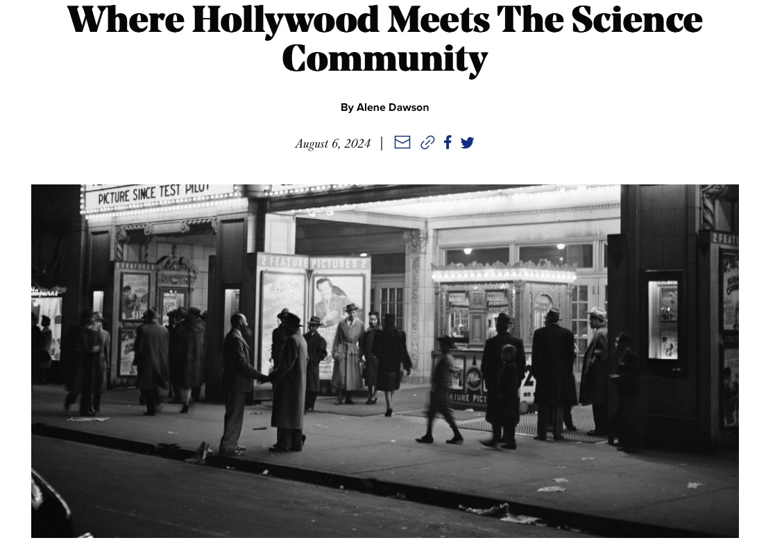 AleneDawson's tweet photo. "Where #Hollywood Meets The Science #Community" - Learn how The Science and Entertainment Exchange is shaping imagination — and the future:
https://t.co/AGYURFsSLB

Many thanks to @SciEntExchange @theNASciences  Ann Merchant Professors Jacob G. Foster and Erica Cartmill @DivIntelligence @jonspaihts @Johannawatts & others #science #Oscars #entertainment #movies #TV #AI #space #humanity #extraterrestrial #mythology #arts #Dune #storytellers #writers #STEM #humanities @templeton_fdn @AleneDawson