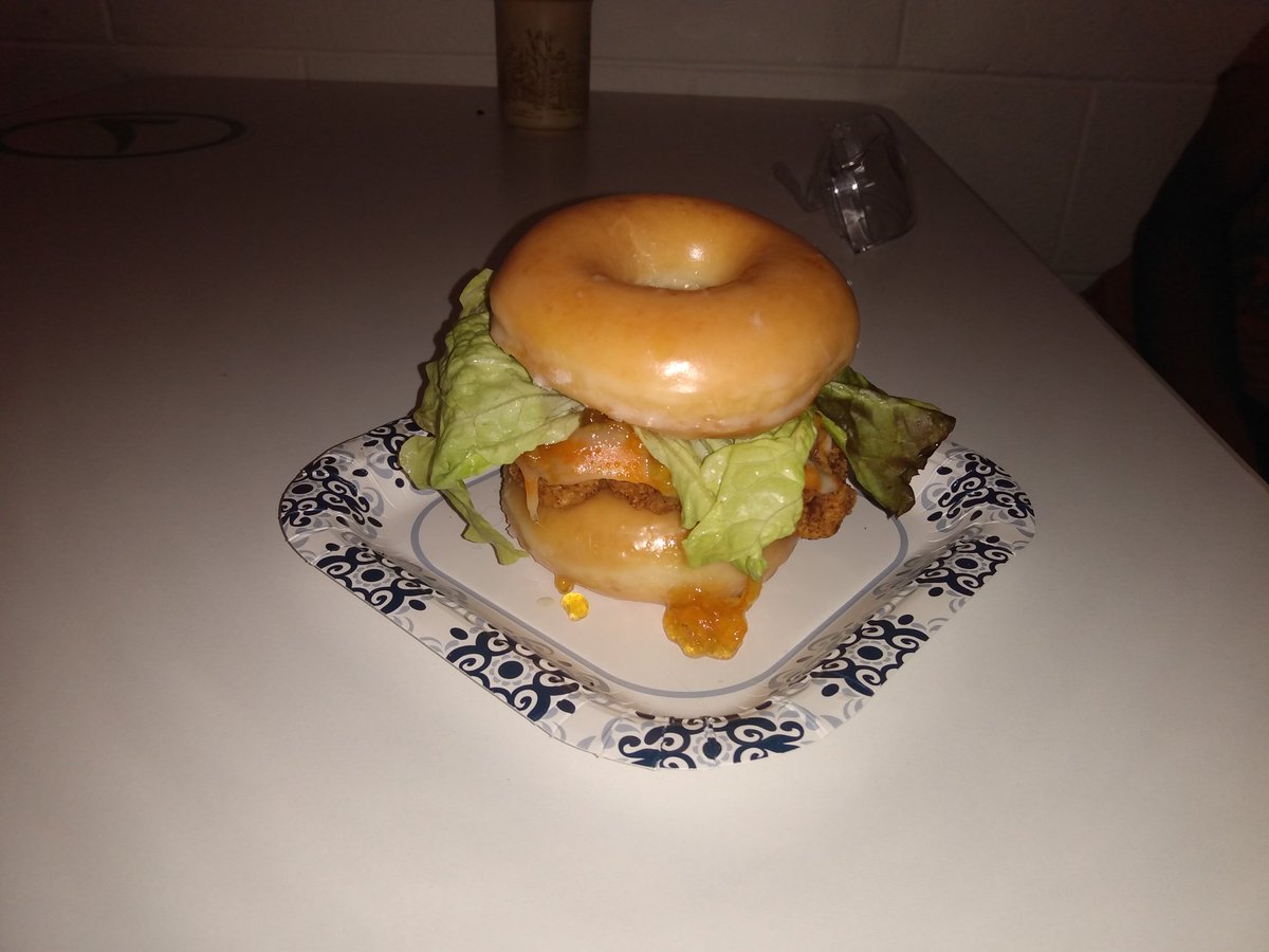 Maverick_LSC's tweet photo. JP's famous Krispy Kreme chicken sandwich. Yes, it's a thing. https://t.co/PPTI3zILsq