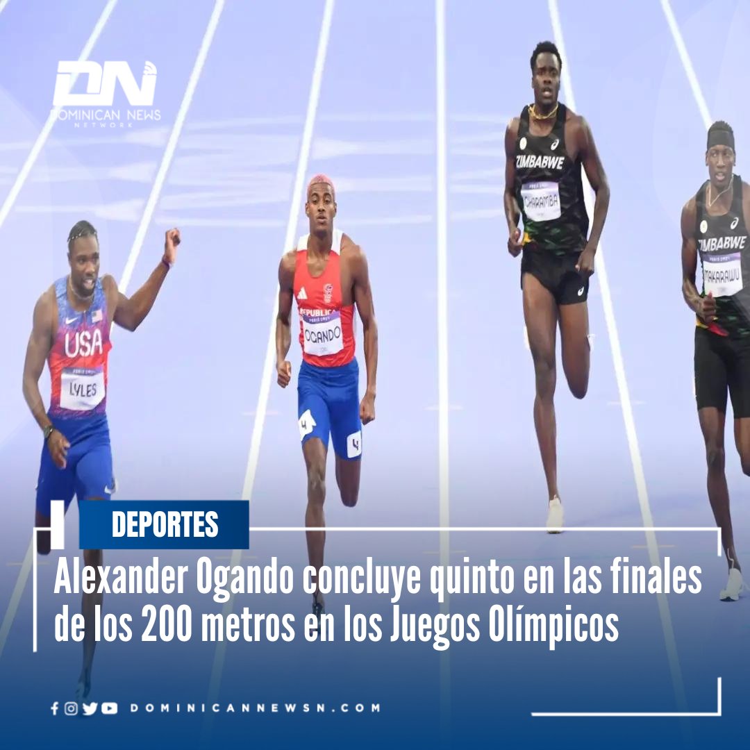 El dominicano Alexander Ogando, con 20.02, finalizó quinto en una muy digna participación y se llevó un diploma olímpico.

Ogando no logró romper la barrera de los 20 segundos, pero puso en alto el nombre dominicano al concluir una participación que se extendió desde su heat