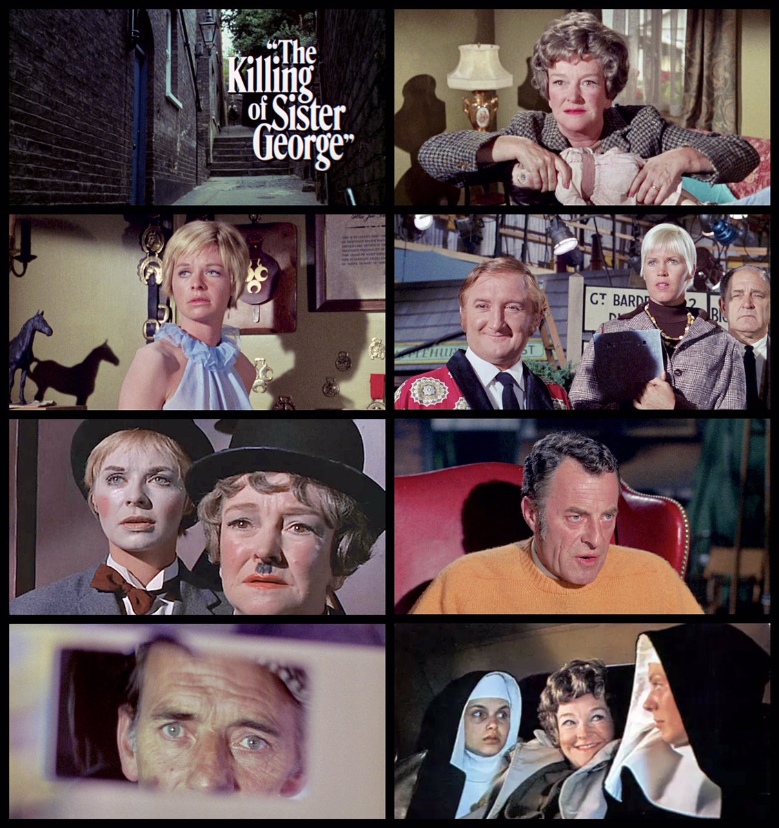 “THE KILLING OF SISTER GEORGE” (1968) dir. Robert Aldrich

Beryl Reid, Susannah York, Coral Browne, Ronald Fraser, Patricia Medina, Hugh Paddick, Cyril Delevanti, Sam Kydd

🎬 Palomar Pictures