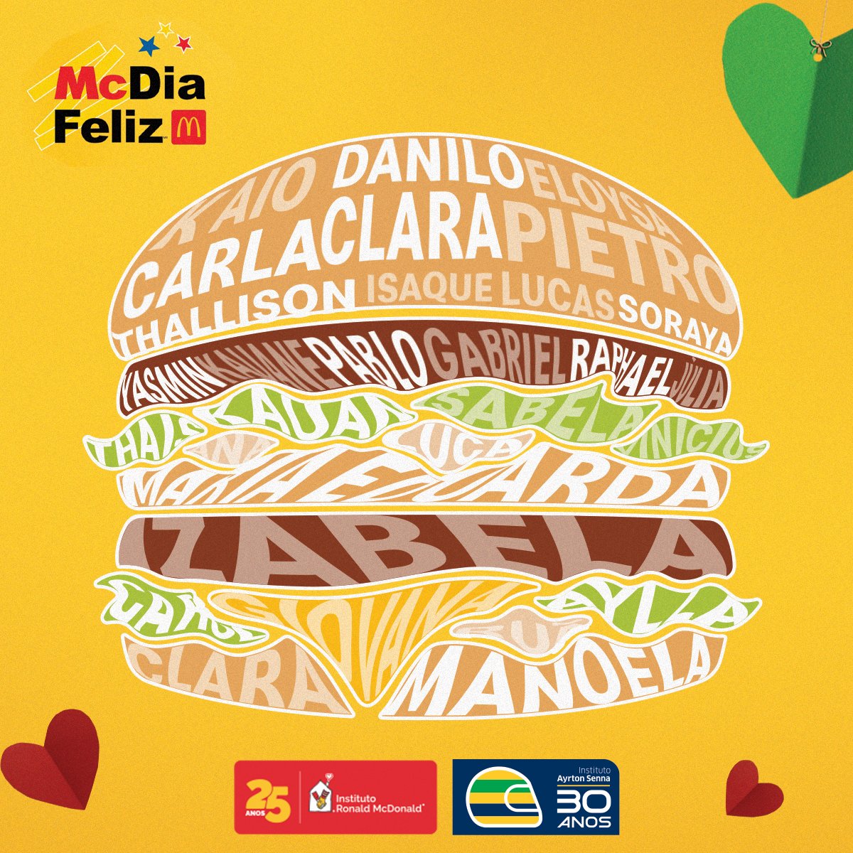 Todas essas pessoas já foram ajudadas por um Big Mac. E, nesse McDia Feliz, podemos ajudar ainda mais! Compre um Big Mac e deixe o bem contagiar você.