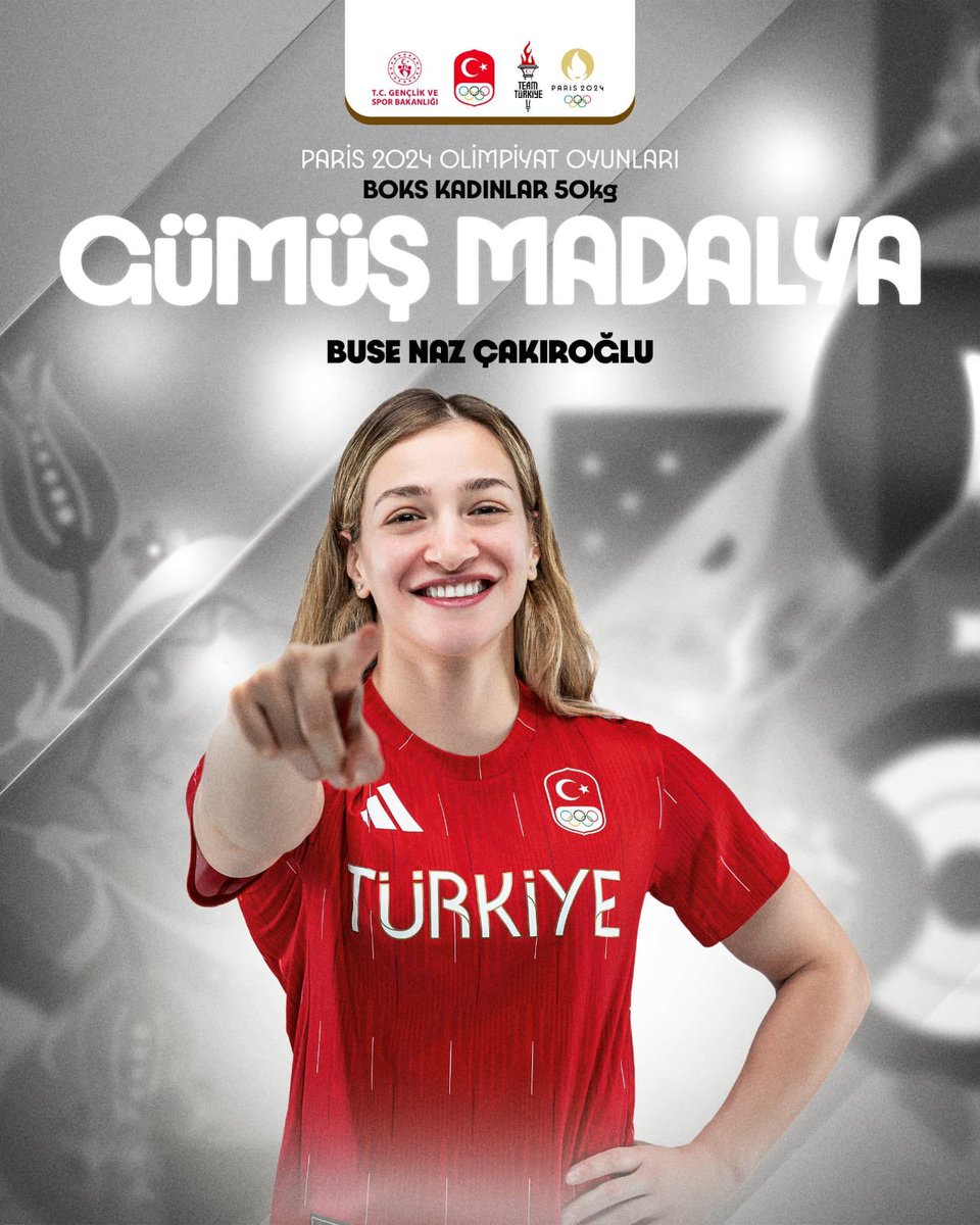 ozgurcelik1919's tweet photo. Teşekkürler Buse Naz! 🇹🇷🥈

#Paris2024 Olimpiyat Oyunları'nda gümüş madalya kazanarak Tokyo'dan sonra ikinci madalyasını alan milli boksörümüz Buse Naz Çakıroğlu’nu yürekten tebrik ederim. https://t.co/Vsz7dK5sLz