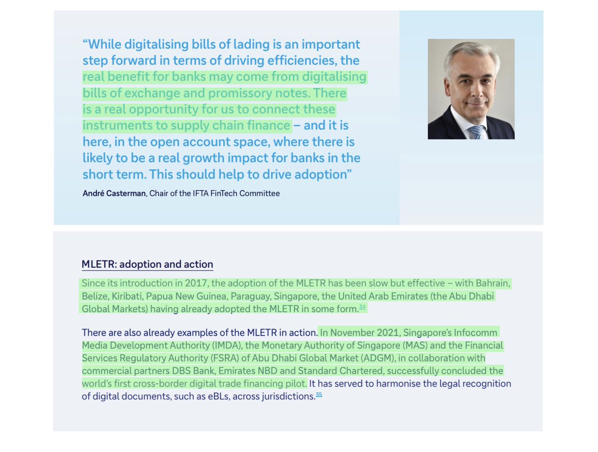 Tokenicer's tweet image. 🔥The other day @DeutscheBank dropped a Guide to Digital Trade Finance.

Perfect timing given governments globally are preparing for things like MLETR &amp;amp; eBL.

The paper highlights various government efforts to digital trade, many connected to $XDC.

As we see, Andre Casterman…