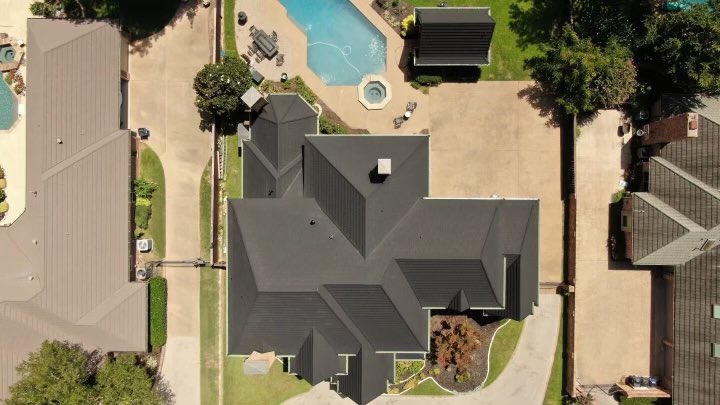 DECRA Shake color Charcoal complete in Colleyville Tx. 😍<a href="/DECRAMetalRoof/">DECRA Metal Roofing</a>