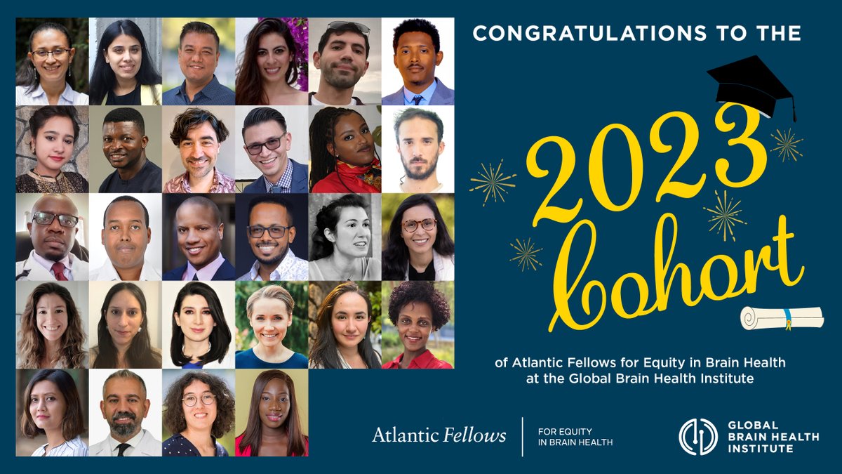 GBHI_Fellows's tweet photo. 🎓Congrats to the 2023 Atlantic Fellows for Equity in Brain Health! Today, we celebrate your graduation &amp; the endless opportunities to advance #brainhealth &amp; reduce inequities. Cherish the friendships &amp; the impact you'll make together🧠👏 @AtlanticFellows @UCSFmac @tcddublin https://t.co/SDyAp2GYjV
