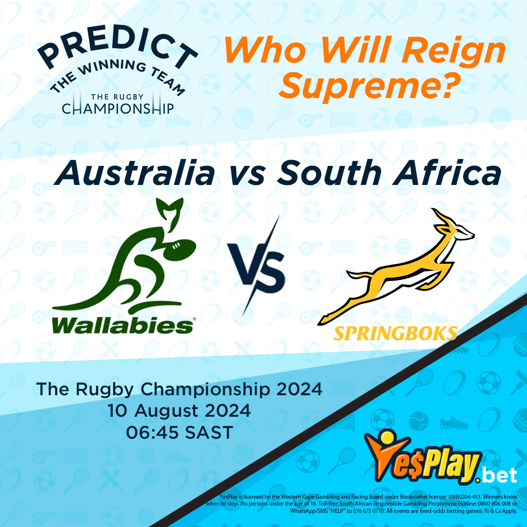 YesPlaySA's tweet photo. 🇿🇦 The Springboks are back in action

Join YesPlay contest and stand to win your share of R1000 😎

🏉 Rugby: World Championship
🇦🇺 Australia vs South Africa 🇿🇦

To Participate👇
1⃣ Predict the winner 
2⃣ RT post
3⃣ Follow @YesPlaySA  

We will randomly pick 10 correct answers.

Don't forget to sign up: https://t.co/H9hBxMwRgW

#Springboks #RugbyChampionship