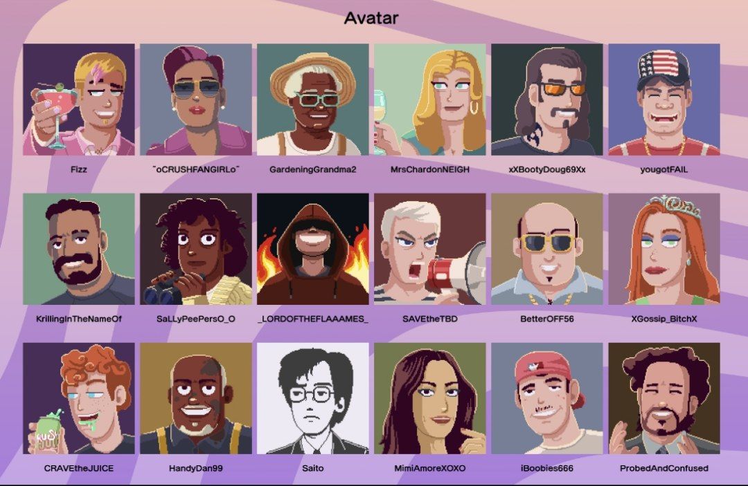 Jonathan (@jonroru) on Twitter photo Devolver asked me to make pixel art avatars for this crazy gossip site about their new game <a href="/TheCrushHouse/">The Crush House OUT NOW!</a>. If you like "La isla de las tentaciones" you should definitely check this out! Congrats to the dev team for successfully launching such insanely fun game 🍸 Devolver asked me to make pixel art avatars for this crazy gossip site about their new game <a href="/TheCrushHouse/">The Crush House OUT NOW!</a>. If you like "La isla de las tentaciones" you should definitely check this out! Congrats to the dev team for successfully launching such insanely fun game 🍸