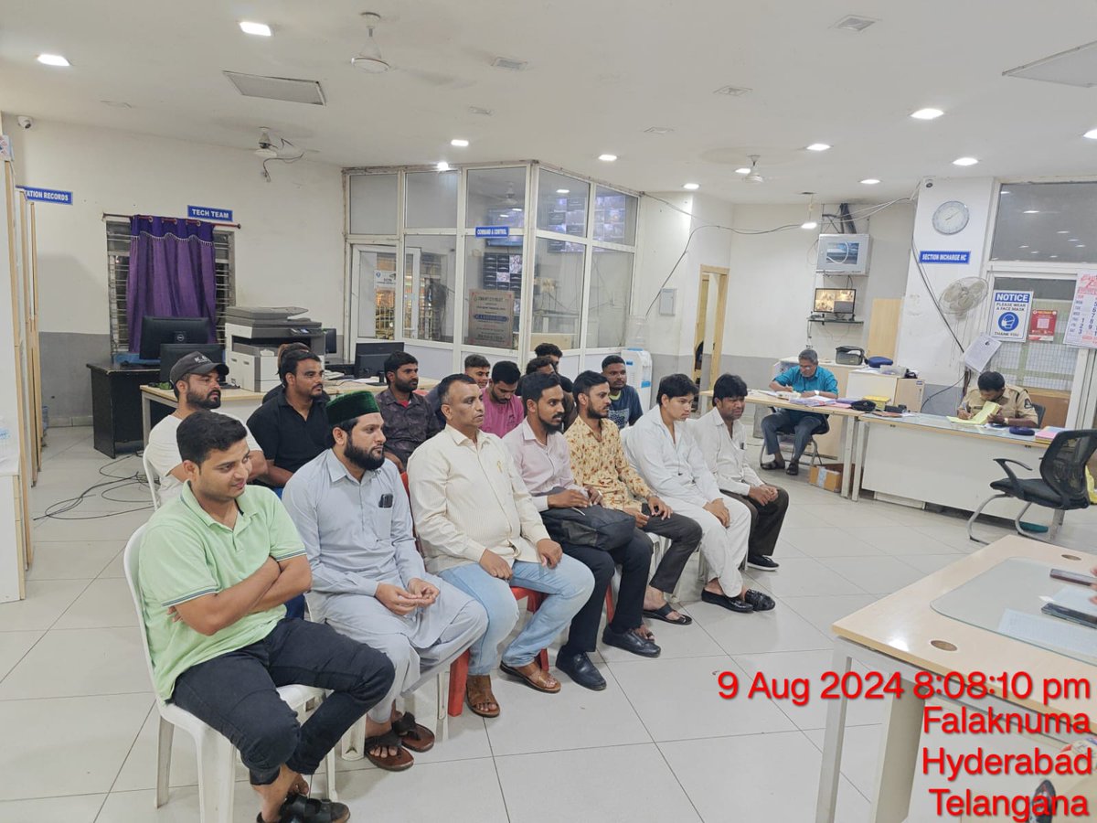 Good Morning Sir/ Madam, on 09.08.2024 Sri. K. Adi Reddy, SHO Falaknuma Conducted meeting with Mythri Committee Members in view of Upcoming Ganesh Festival and Milad-Un-Nabi.