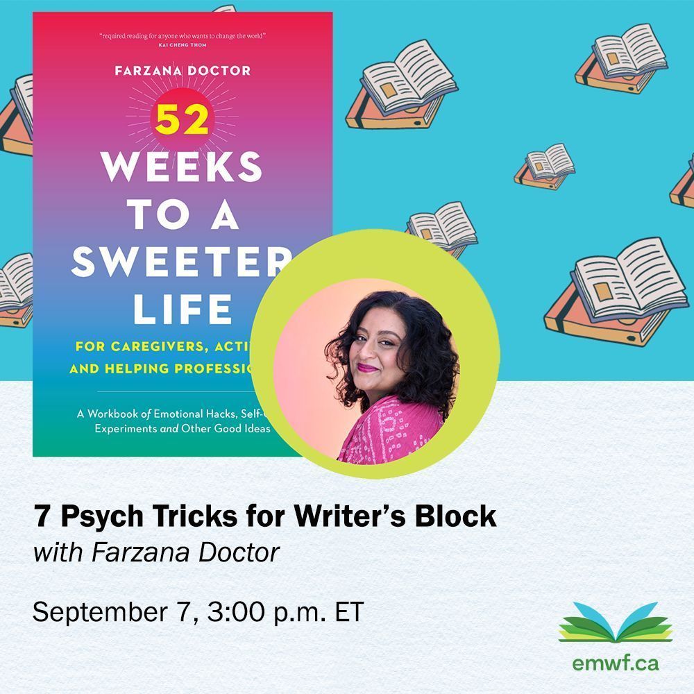 In this workshop led by acclaimed author Farzana Doctor, find out how to overcome writer’s block by using emotion-based strategies. You'll come away with a new perspective on solving this common writing issue! 
Register for this online workshop now: buff.ly/46KFjze