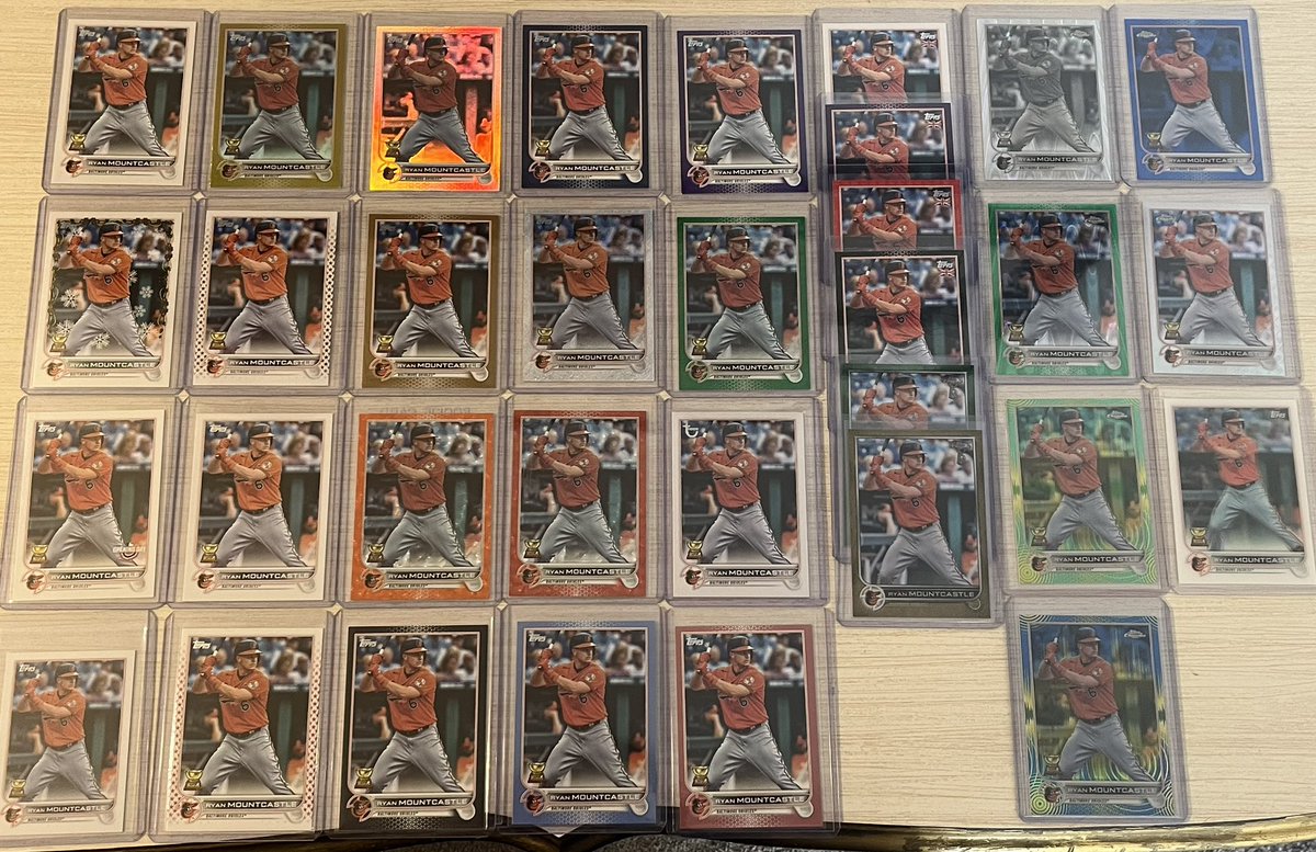 Mdotmoore420's tweet photo. It’s been a while since I’ve posted this. The 2022 Ryan Mountcastle print run chase continues. I’m getting down to the nitty gritty of it
#TheHobby #whodoyoucollect #Birdland https://t.co/i6BtT9T41z