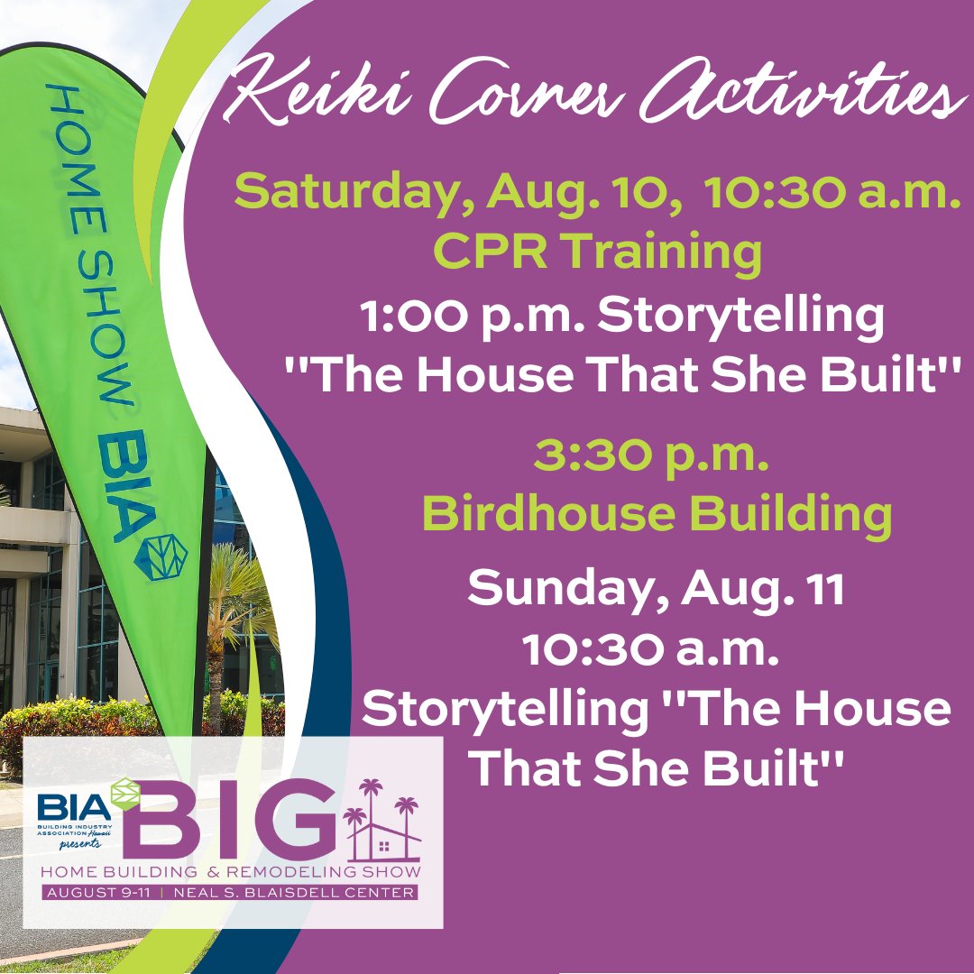 BIAHawaii's tweet photo. The BIG Home Show has something for everyone. Swing by the Keiki Corner for kid-friendly activities and events throughout the weekend. 
#BIGShow #BigHomeShow #HawaiiHomeShow #HomeShowHawaii #HomeExpo #HomeShow #HawaiiHomeExpo #HawaiiExpo #HomeBuildingShow #RemodelingShow https://t.co/8yBO9yoa4o