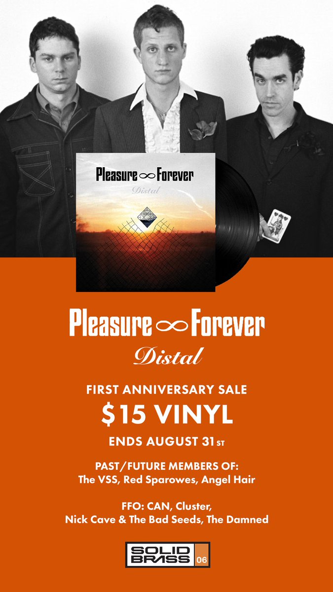 Solid Brass Records (@solidbrassrecs) on Twitter photo On 8/25 weāre celebrating the 1 year anniversary of <a href="/Pleasure4ever/">Pleasure Forever</a>ās mini LP, āDistalā. Head to Bandcamp and grab a copy on black or ultra clear vinyl for $15 during the month of August.
pleasureforever.bandcamp.com/album/distal On 8/25 weāre celebrating the 1 year anniversary of <a href="/Pleasure4ever/">Pleasure Forever</a>ās mini LP, āDistalā. Head to Bandcamp and grab a copy on black or ultra clear vinyl for $15 during the month of August.
pleasureforever.bandcamp.com/album/distal