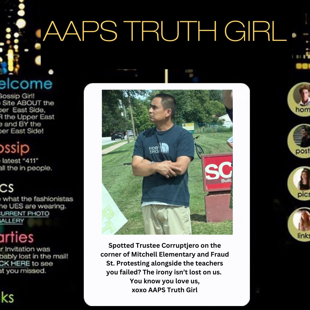 AAPStruth's tweet image. Spotted Trustee Corruptjero on the corner of Mitchell Elementary and Fraud St. Protesting alongside the teachers you failed? The irony isn’t lost on us.
You know you love us,
xoxo AAPS Truth Girl

#leadershipfail #teachersdeservemore #teachersdeservebetter #a2teachers…