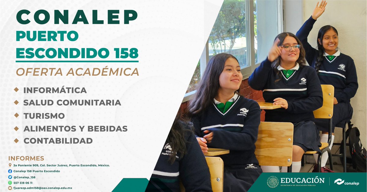 Conalep_Oaxaca's tweet photo. ✏️Conoce nuestra Oferta Educativa que ofrecemos en el Estado de Oaxaca mediante nuestros 6 Planteles #CONALEP 📚

#IEEPO
#Preparatoria2024
#Secundaria2024
#SectorProductivo
#EducaciónMediaSuperior https://t.co/bbg6hyCbzh