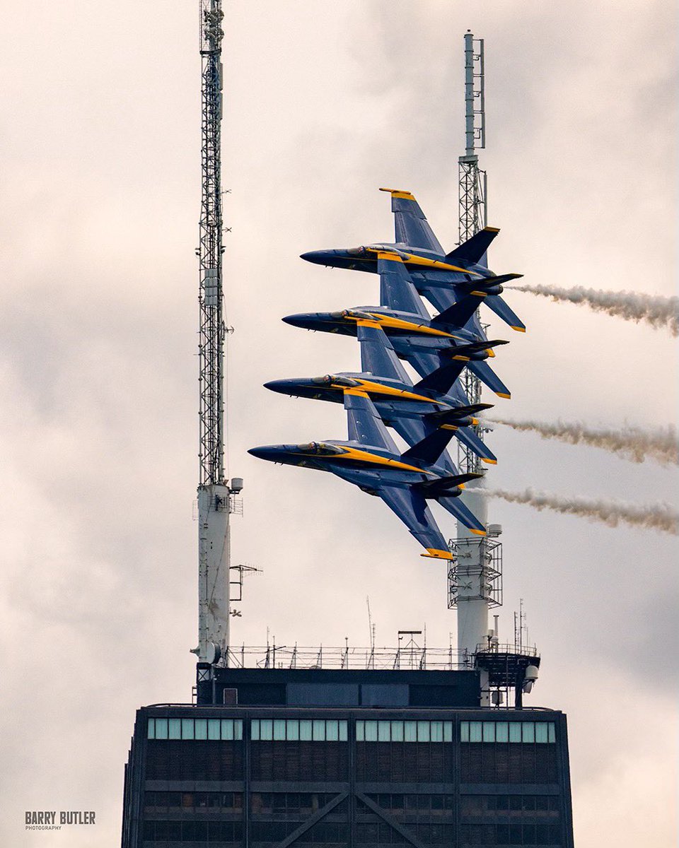 Today as the Blue Angels buzz the Hancock in Chicago.  #news #airshow #chicago #blueangels