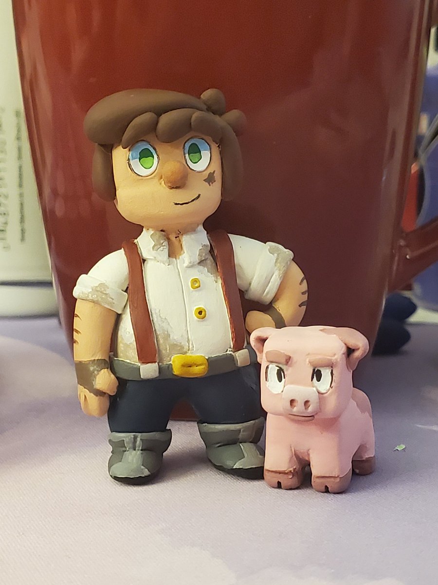 KatTheFantasy1's tweet photo. Another sculpture of Jesse, and a little Reuben. #minecraft #minecraftstorymode #mcsm #sculpture #ClayArt https://t.co/7e0BIb5m6g