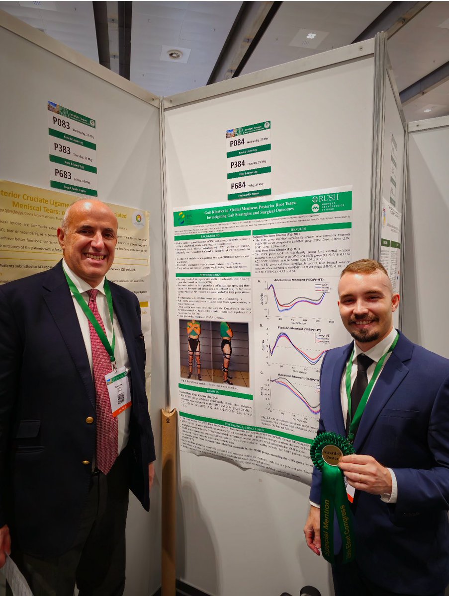 RUOrthoResearch's tweet photo. Congratulations to the Department’s Drs. Felipe Gonzalez, Jonathan Gustafson &amp; Jorge Chahla for the Best Poster Award by @EFORTnet for their study:

“Gait Kinetics In Medial Meniscus Posterior Root Tears: Investigating
Protective Strategies &amp; Surgical Outcomes” @fgonzalez818 https://t.co/0A1MuSCHe7