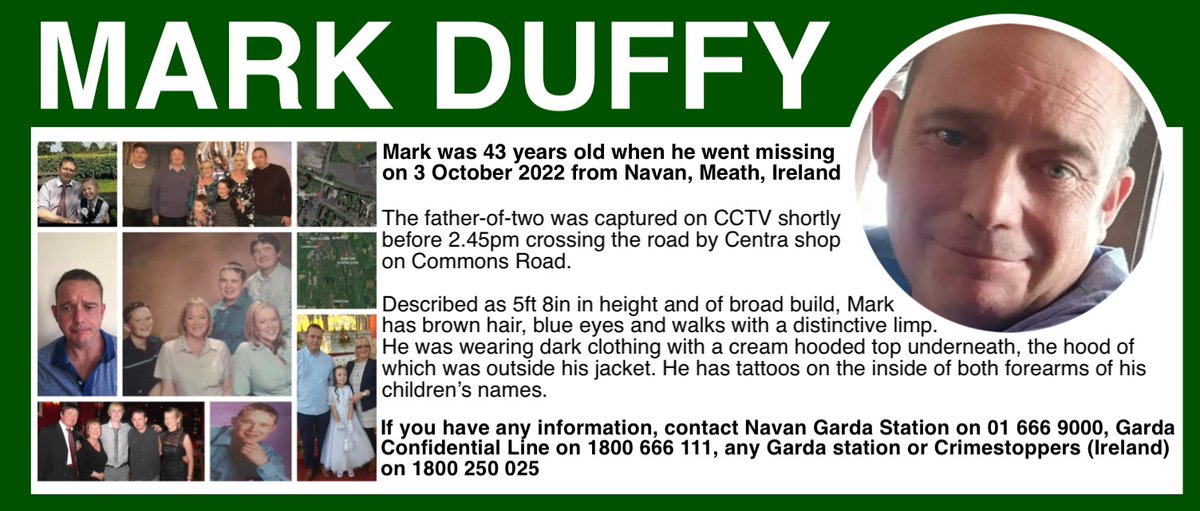 MisPersSupport's tweet photo. This weekโs #SaturdayShare is for Mark Duffy who went missing on 3 October 2022 from #Navan Meath in Ireland
https://t.co/yq6F0S8Buu
#FindMarkDuffy #MissingPersonsSupport https://t.co/VncBHwVp2w