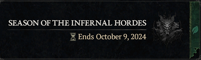 Seniae1972's tweet photo. @PezRadar The game says Season  of Infernal Hordes ends October 9 and Vessel of Hatred starts October 8 .... Are you sure this is right? https://t.co/30xLSCEXbh